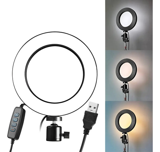 Aro De Luz Lampara Led Fotografía 16cm + Trípode De Mesa.
